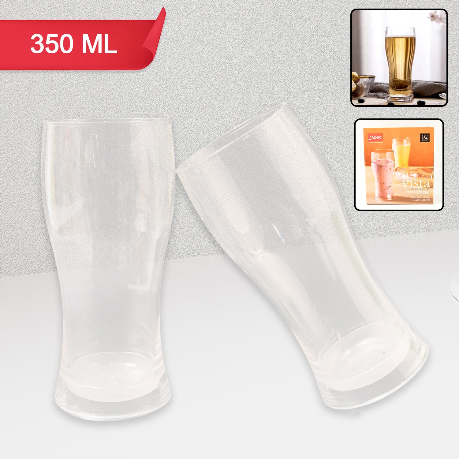 Apex Vista Unbreakable Pitcher Glass Set – 350 ML (Approx) | 2-Piece Apex Vista Unbreakable Pitcher Glass Set – 350 ML (Approx) | 2-Piece